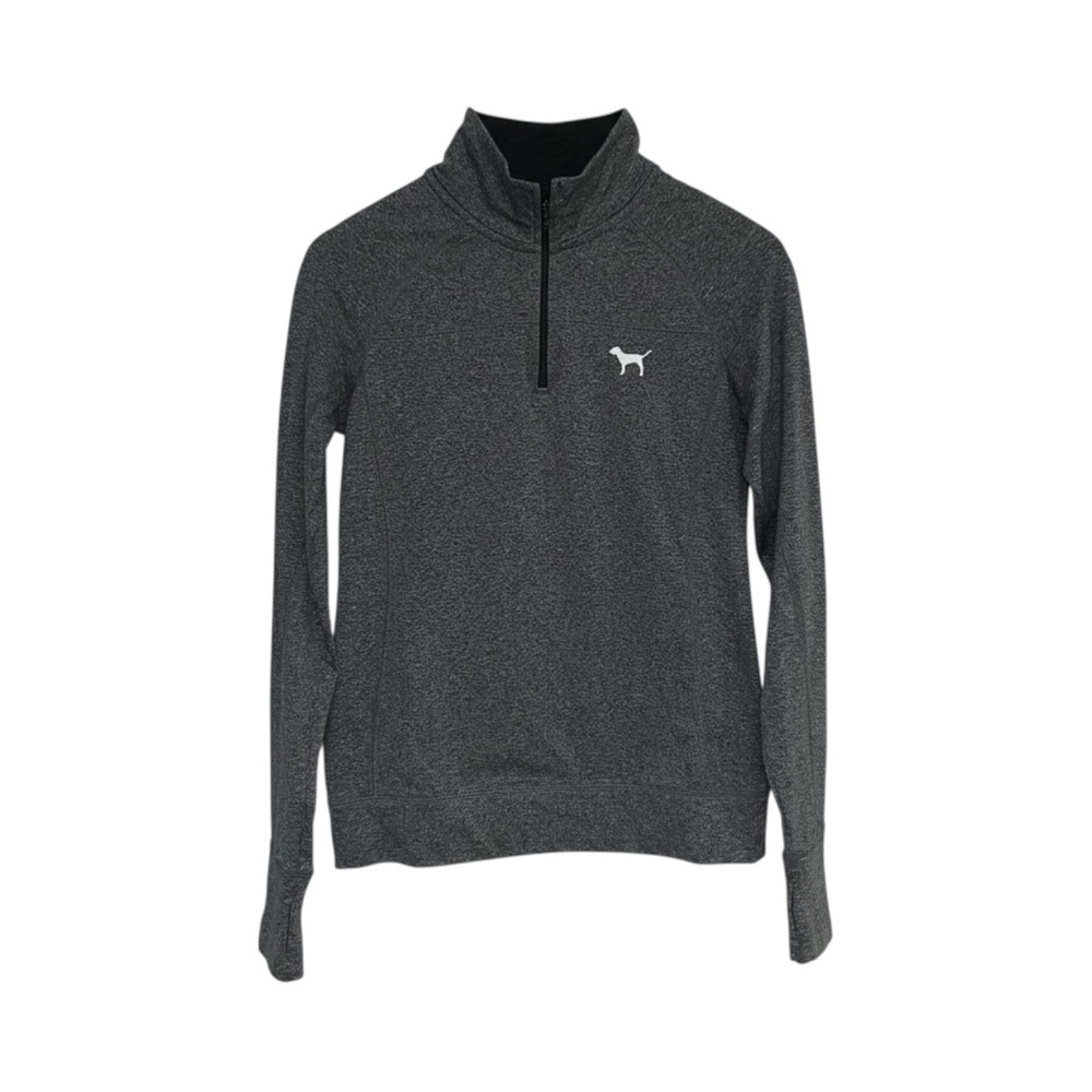 PINK Victoria's Secret Heathered Grey 1/4 Zip Long Sleeve Workout Top Women’s XS